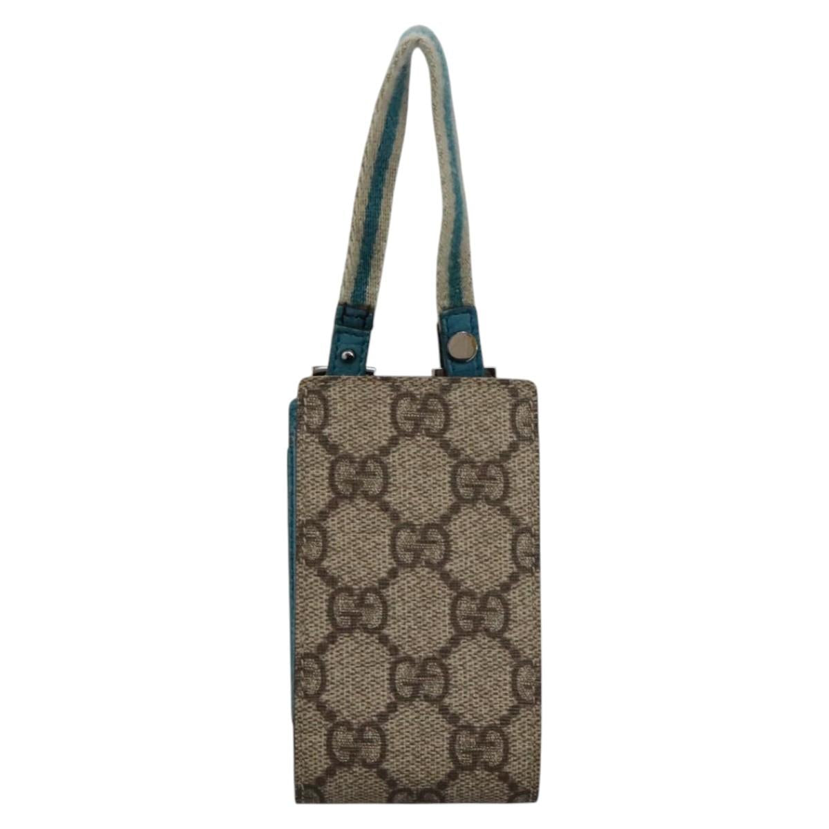 GUCCI GG Supreme Pouch PVC Leather Beige 125848 Auth 113564