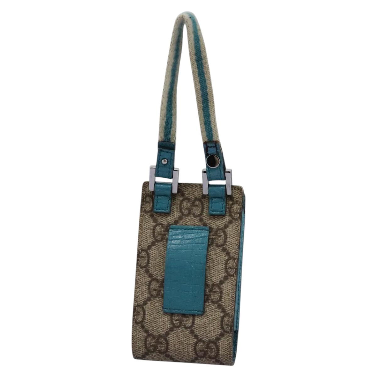 GUCCI GG Supreme Pouch PVC Leather Beige 125848 Auth 113564