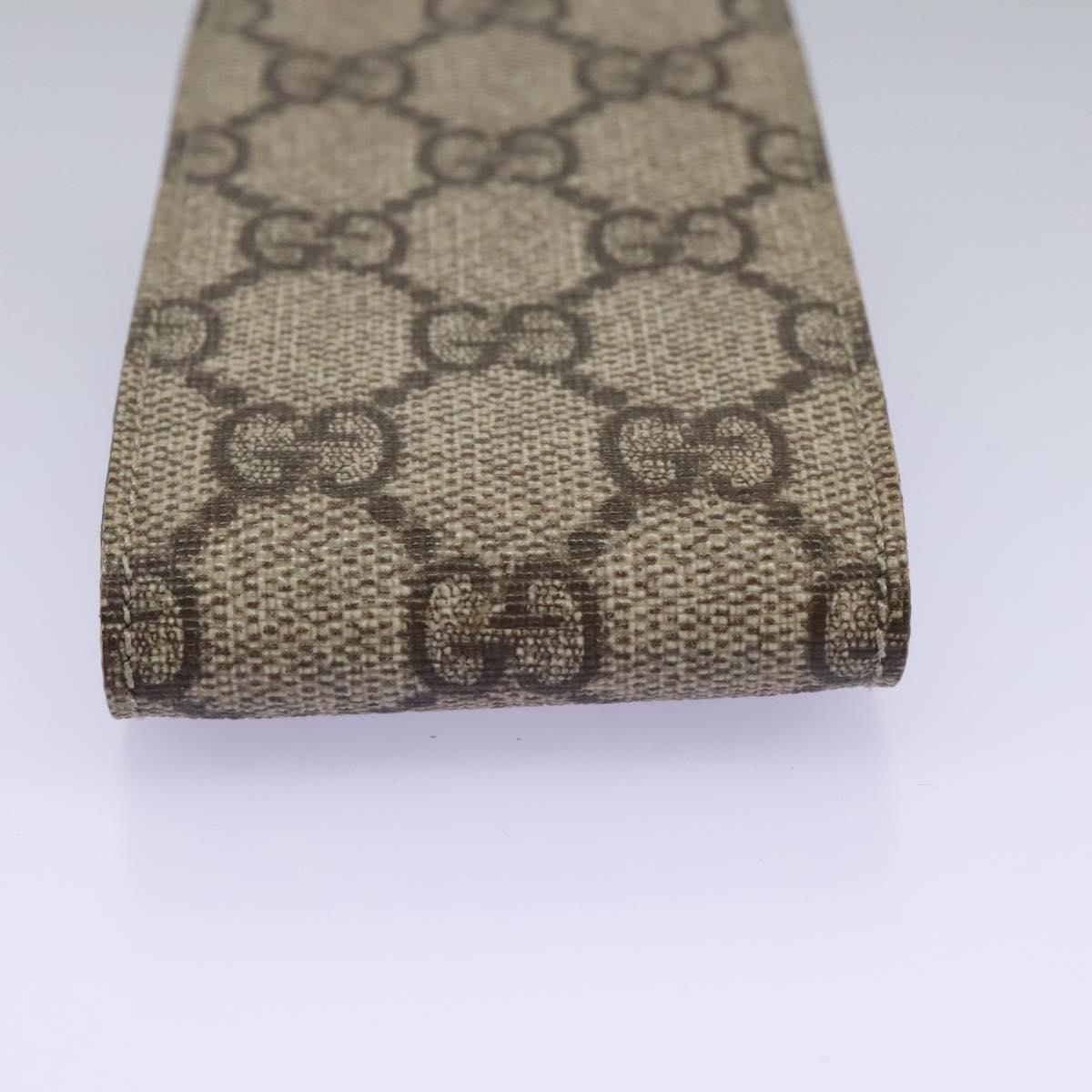 GUCCI GG Supreme Pouch PVC Leather Beige 125848 Auth 113564