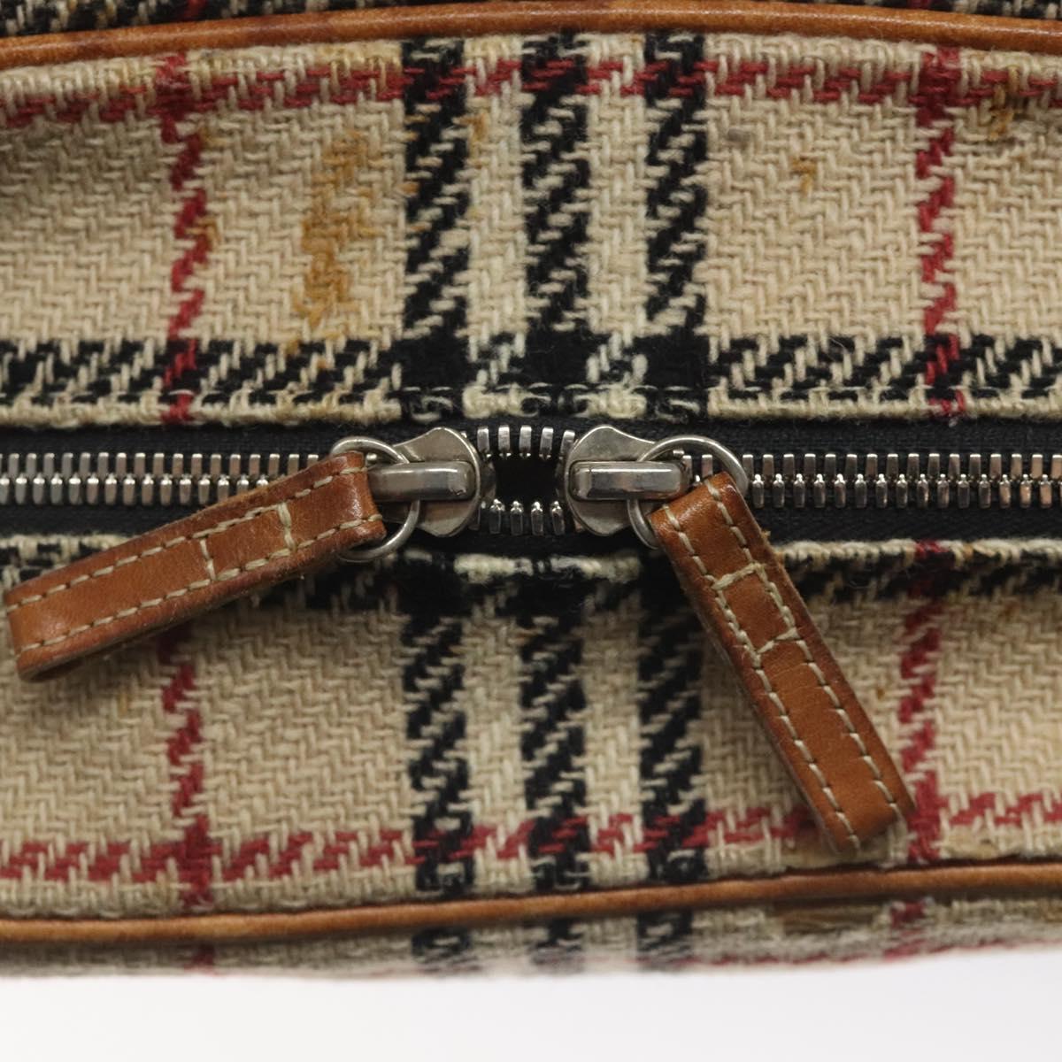 BURBERRY Nova Check Hand Bag Wool Beige Auth 113600