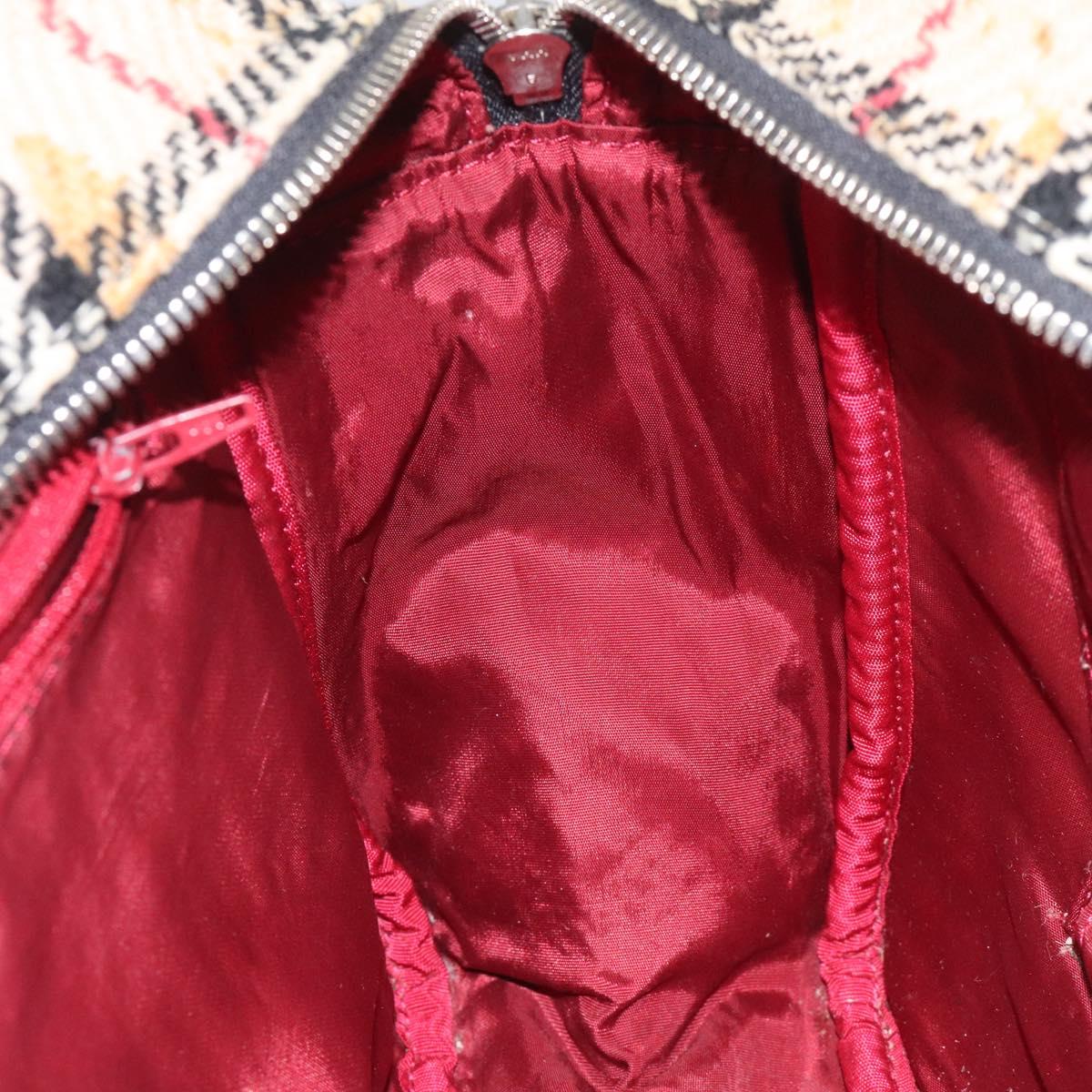 BURBERRY Nova Check Hand Bag Wool Beige Auth 113600