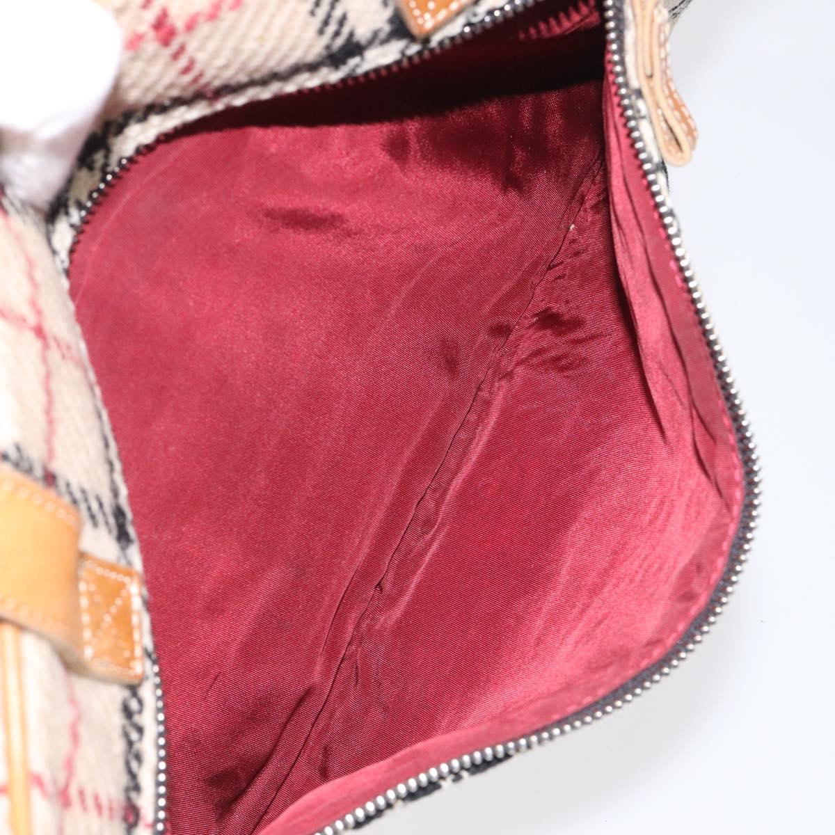 BURBERRY Nova Check Hand Bag Wool Beige Auth 113600