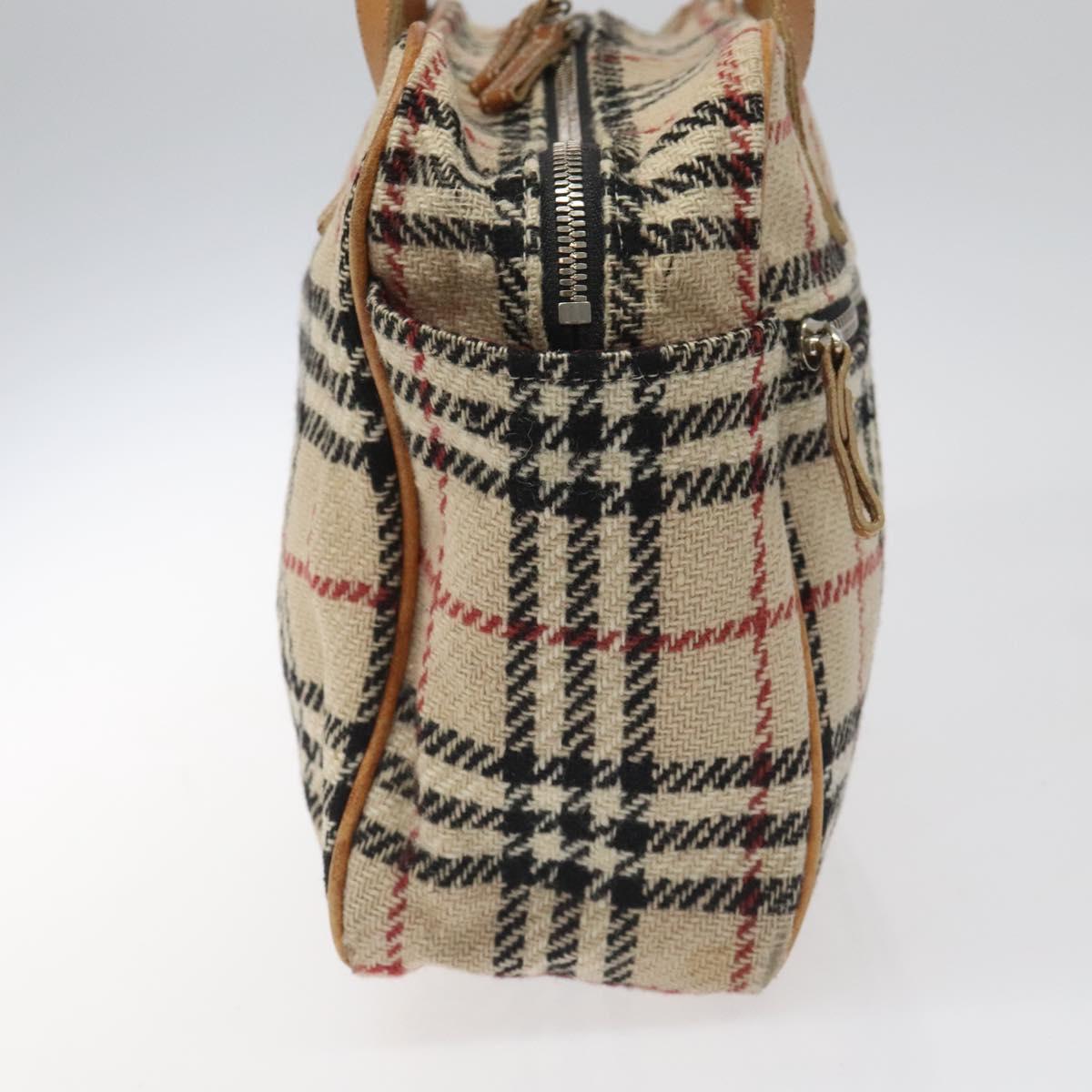 BURBERRY Nova Check Hand Bag Wool Beige Auth 113600