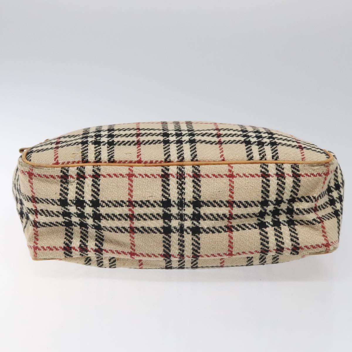 BURBERRY Nova Check Hand Bag Wool Beige Auth 113600