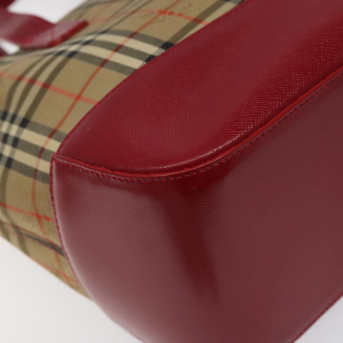 BURBERRY Nova Check Hand Bag Canvas Beige Auth 113637