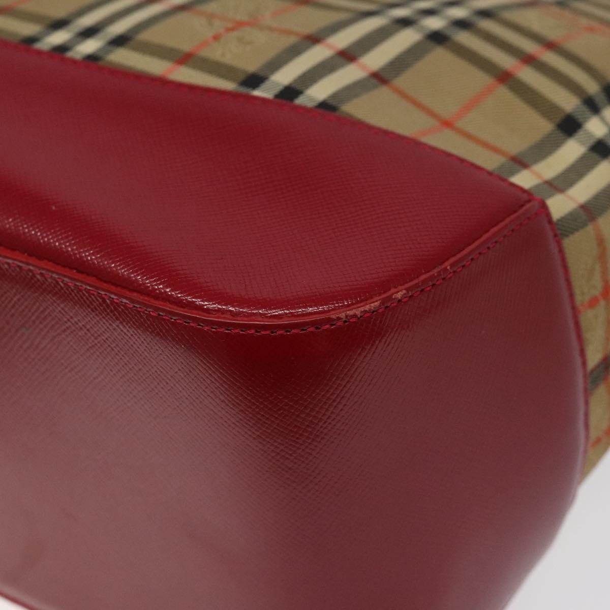 BURBERRY Nova Check Hand Bag Canvas Beige Auth 113637