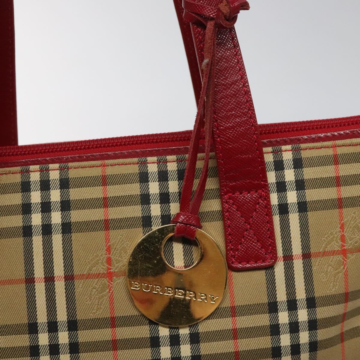 BURBERRY Nova Check Hand Bag Canvas Beige Auth 113637