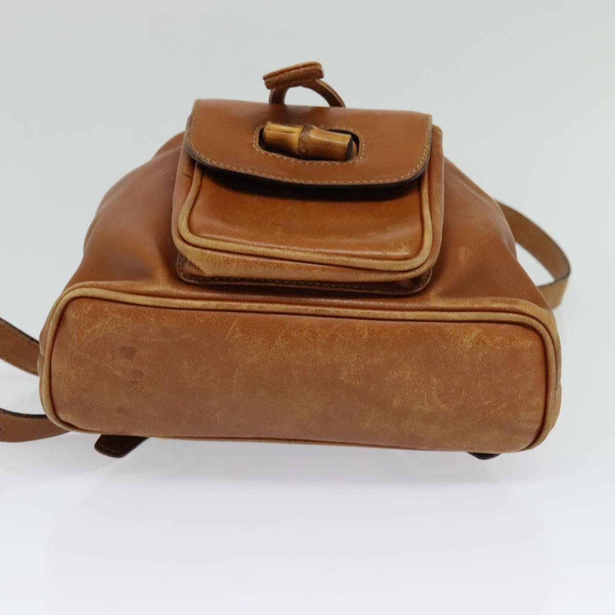 GUCCI Bamboo Backpack Leather Brown 003 1956 0030 Auth 113656