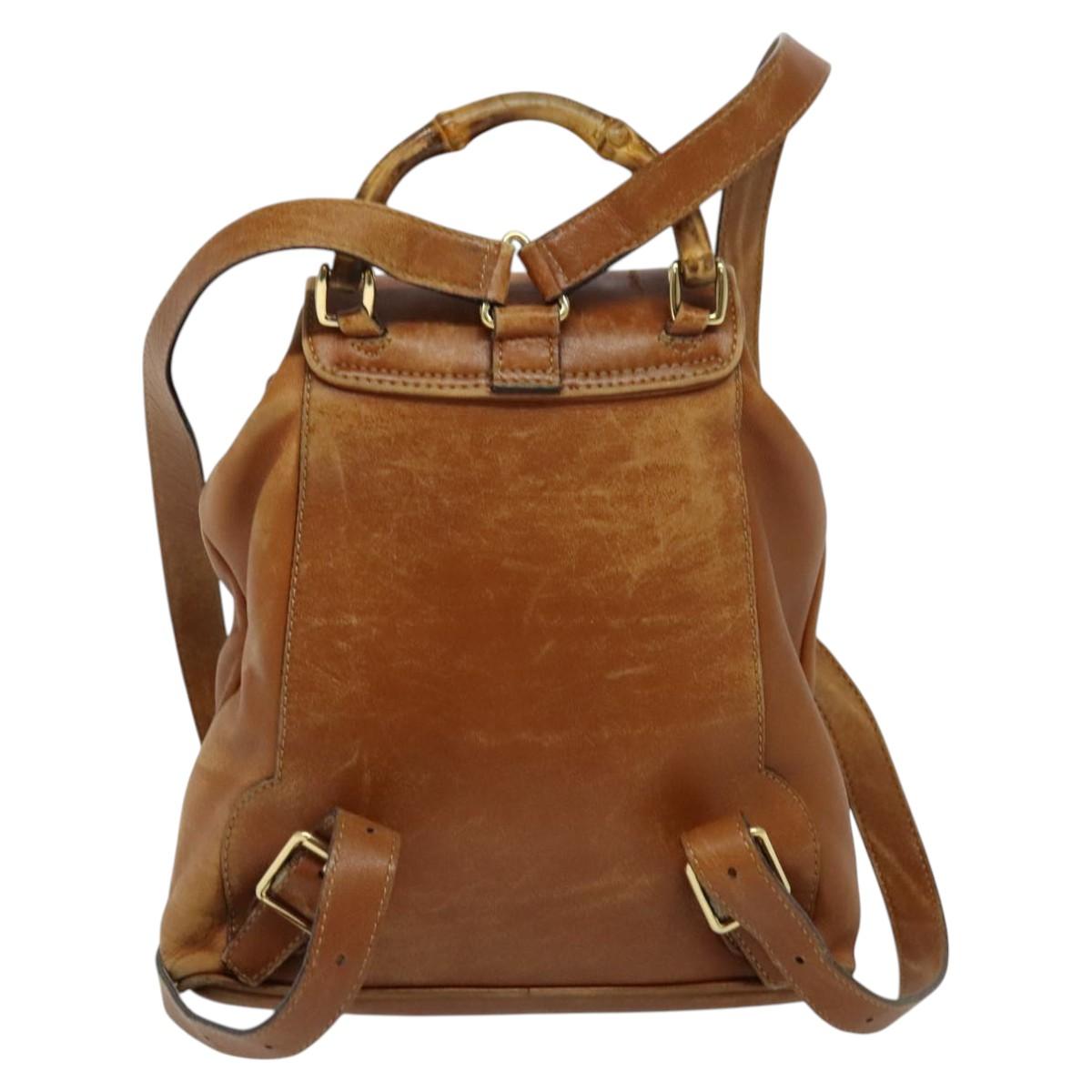 GUCCI Bamboo Backpack Leather Brown 003 1956 0030 Auth 113656