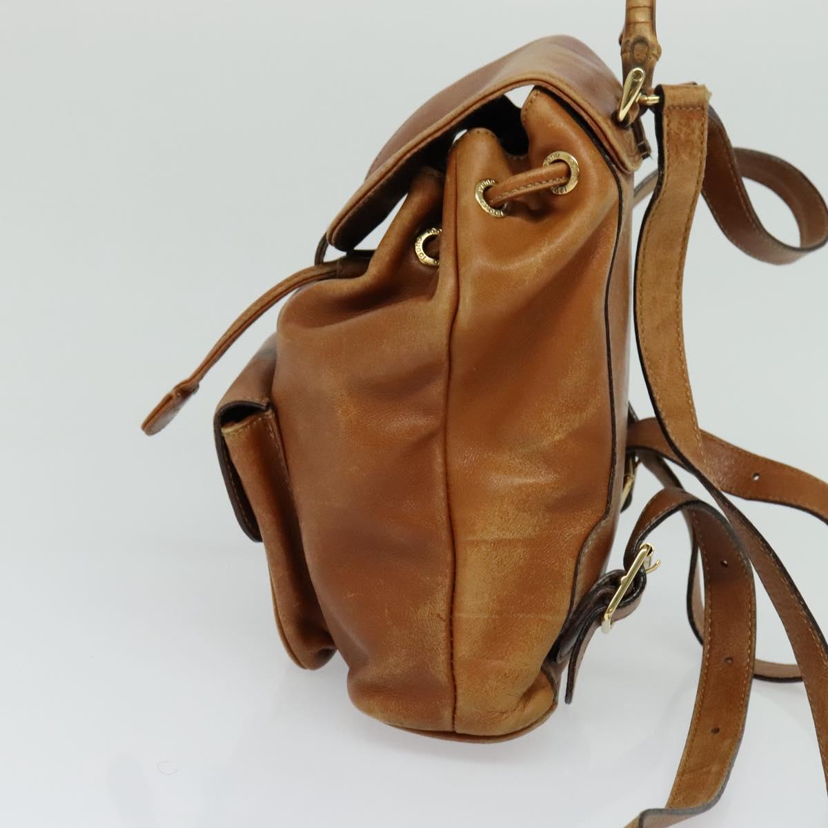 GUCCI Bamboo Backpack Leather Brown 003 1956 0030 Auth 113656