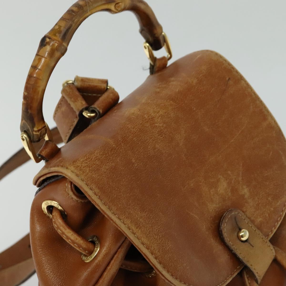 GUCCI Bamboo Backpack Leather Brown 003 1956 0030 Auth 113656