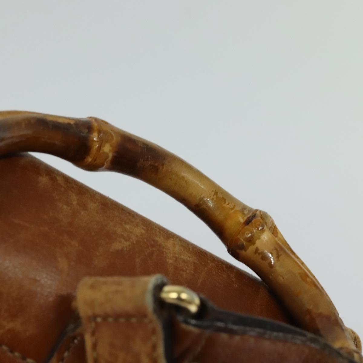 GUCCI Bamboo Backpack Leather Brown 003 1956 0030 Auth 113656