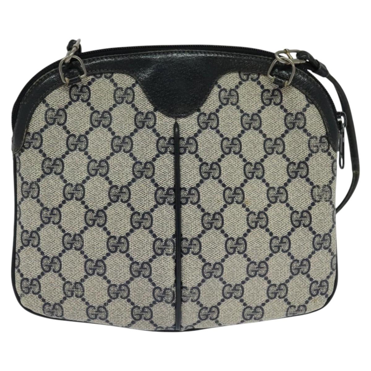 GUCCI GG Supreme Sherry Line Shoulder Bag PVC Navy Red 904 02 047 Auth 113720