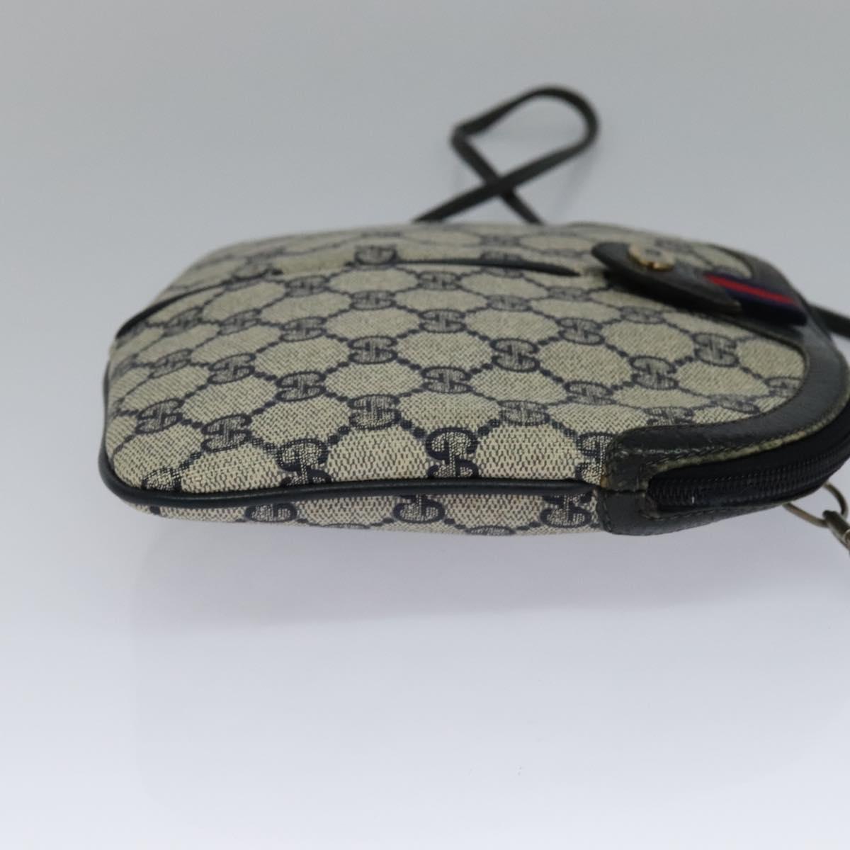GUCCI GG Supreme Sherry Line Shoulder Bag PVC Navy Red 904 02 047 Auth 113720
