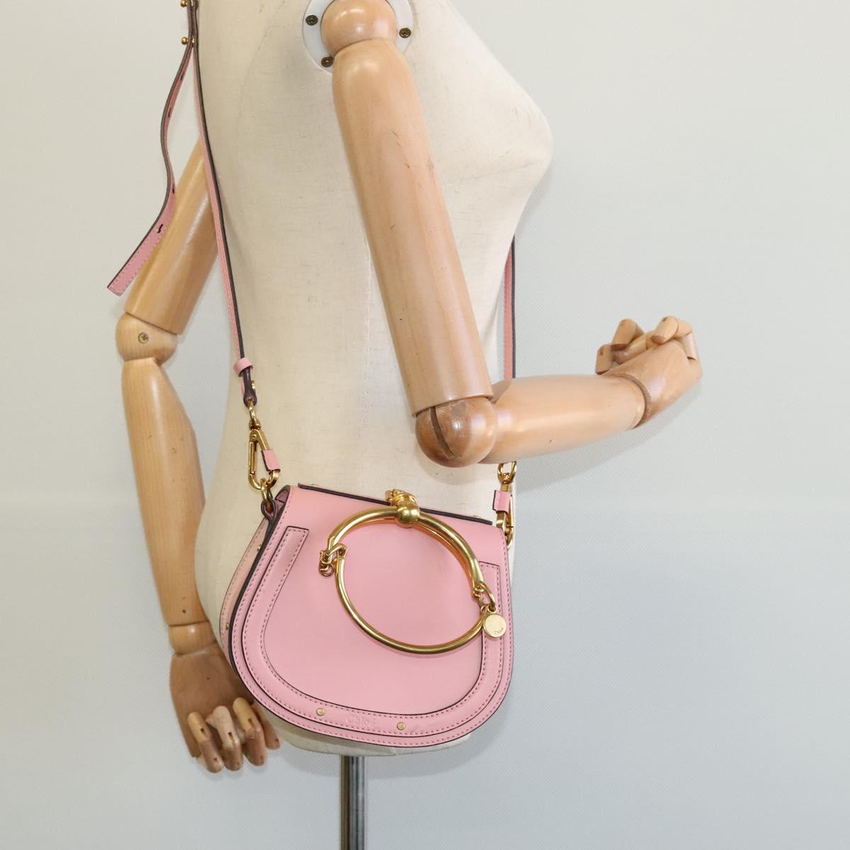 Chloe Nile Hand Bag Leather 2way Pink Gold Auth 113735V