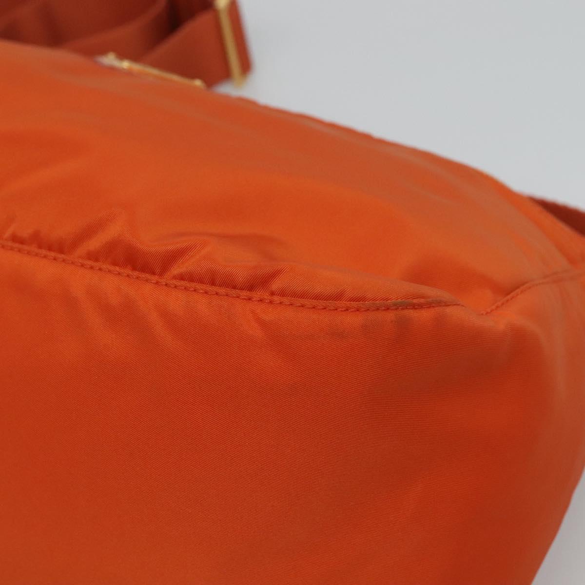 PRADA Shoulder Bag Nylon Orange Gold Auth 113766V