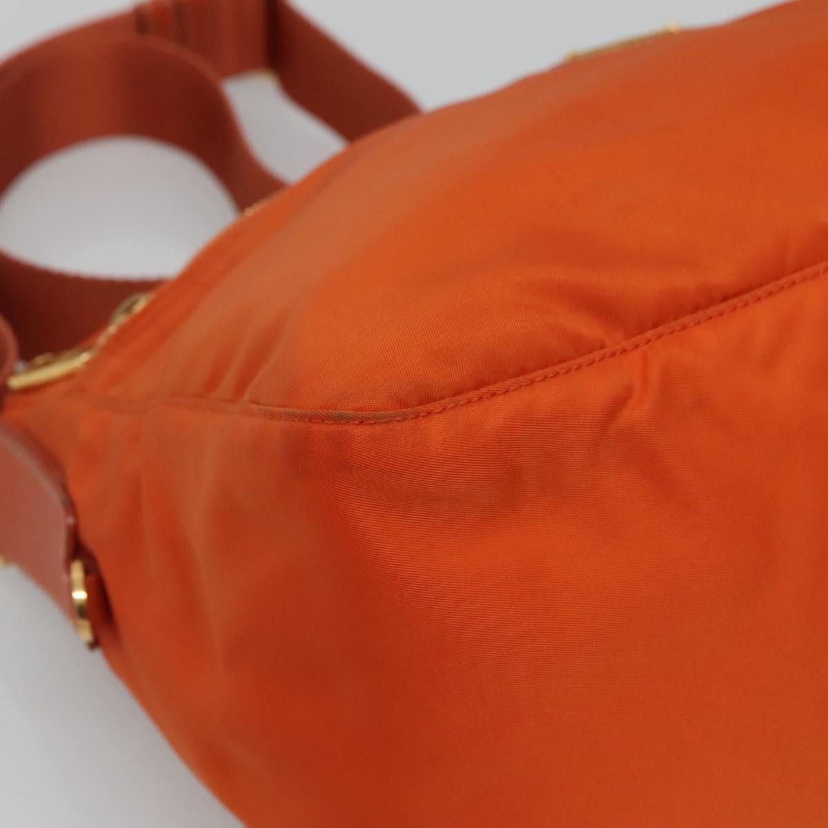 PRADA Shoulder Bag Nylon Orange Gold Auth 113766V