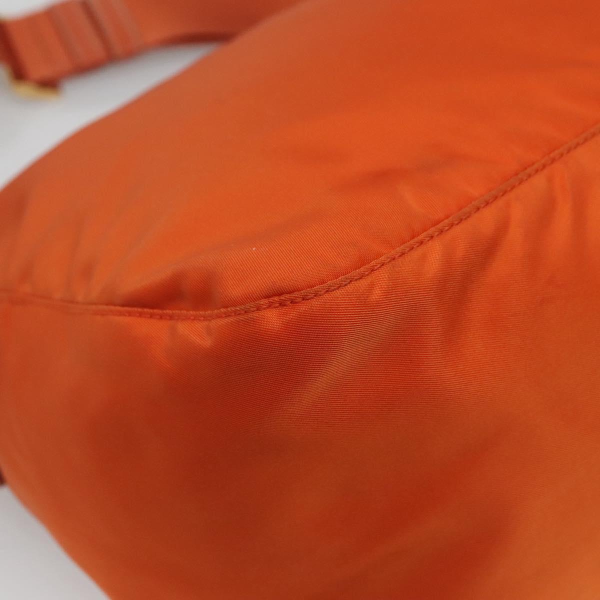PRADA Shoulder Bag Nylon Orange Gold Auth 113766V