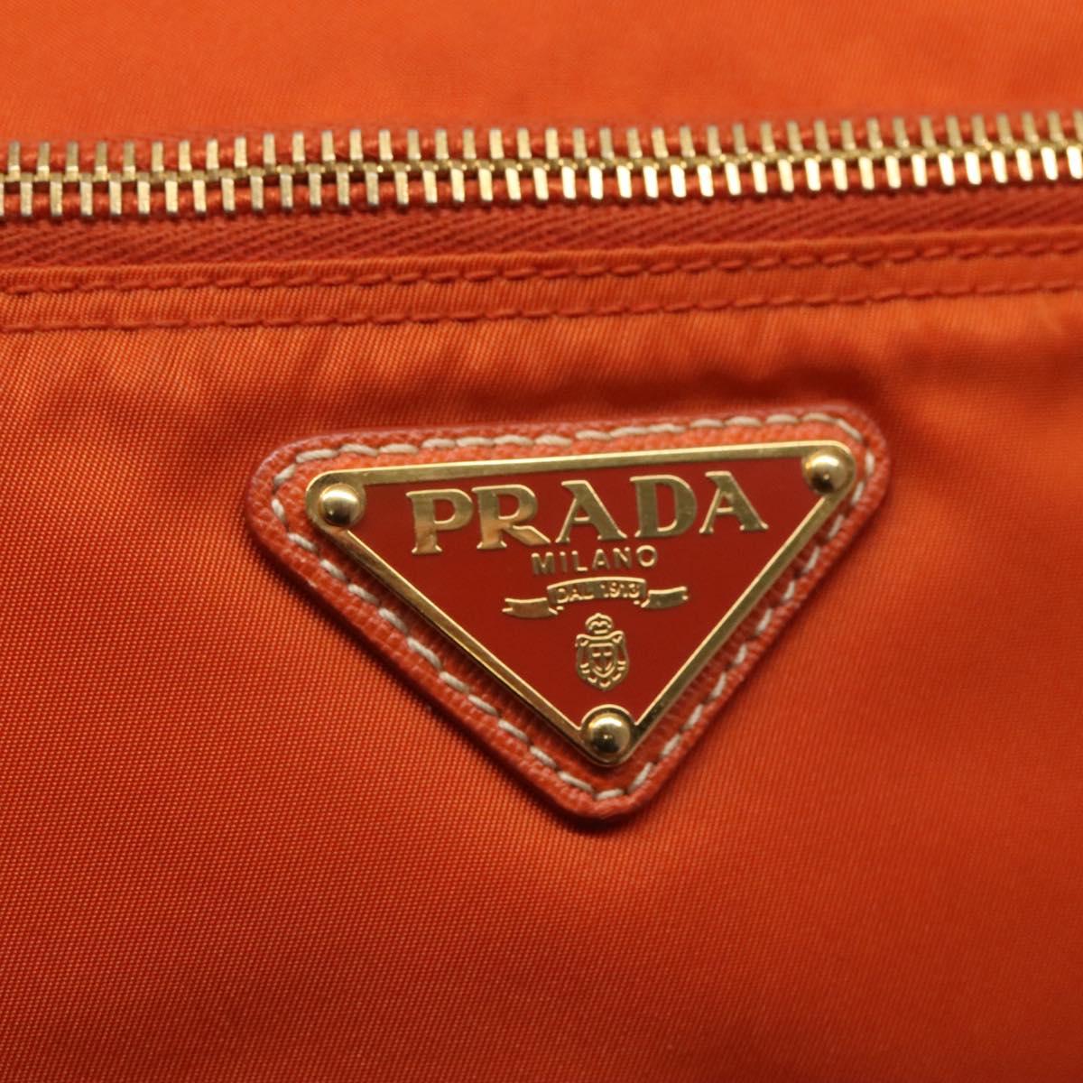 PRADA Shoulder Bag Nylon Orange Gold Auth 113766V