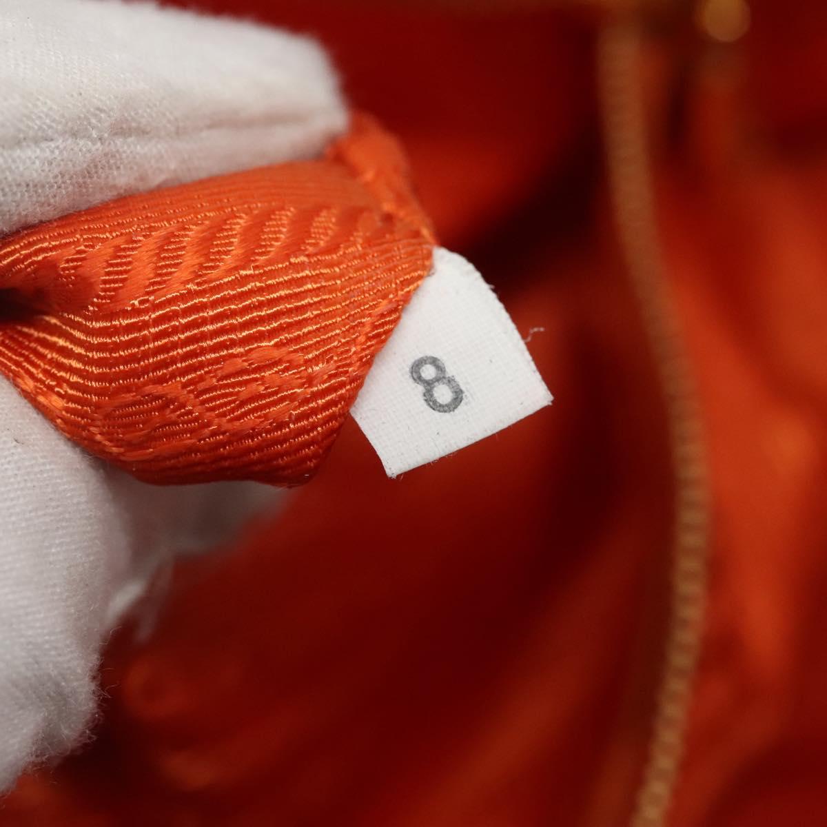 PRADA Shoulder Bag Nylon Orange Gold Auth 113766V