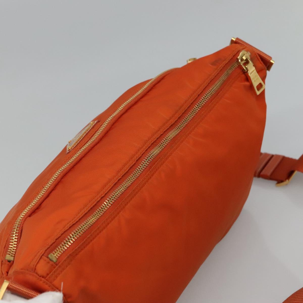 PRADA Shoulder Bag Nylon Orange Gold Auth 113766V