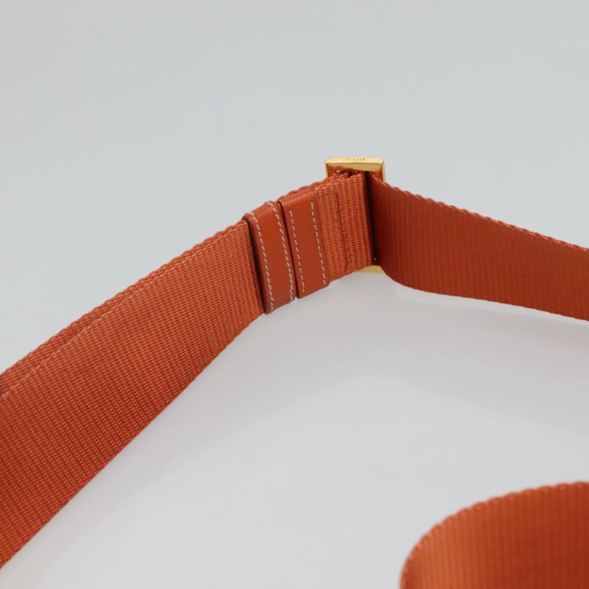 PRADA Shoulder Bag Nylon Orange Gold Auth 113766V