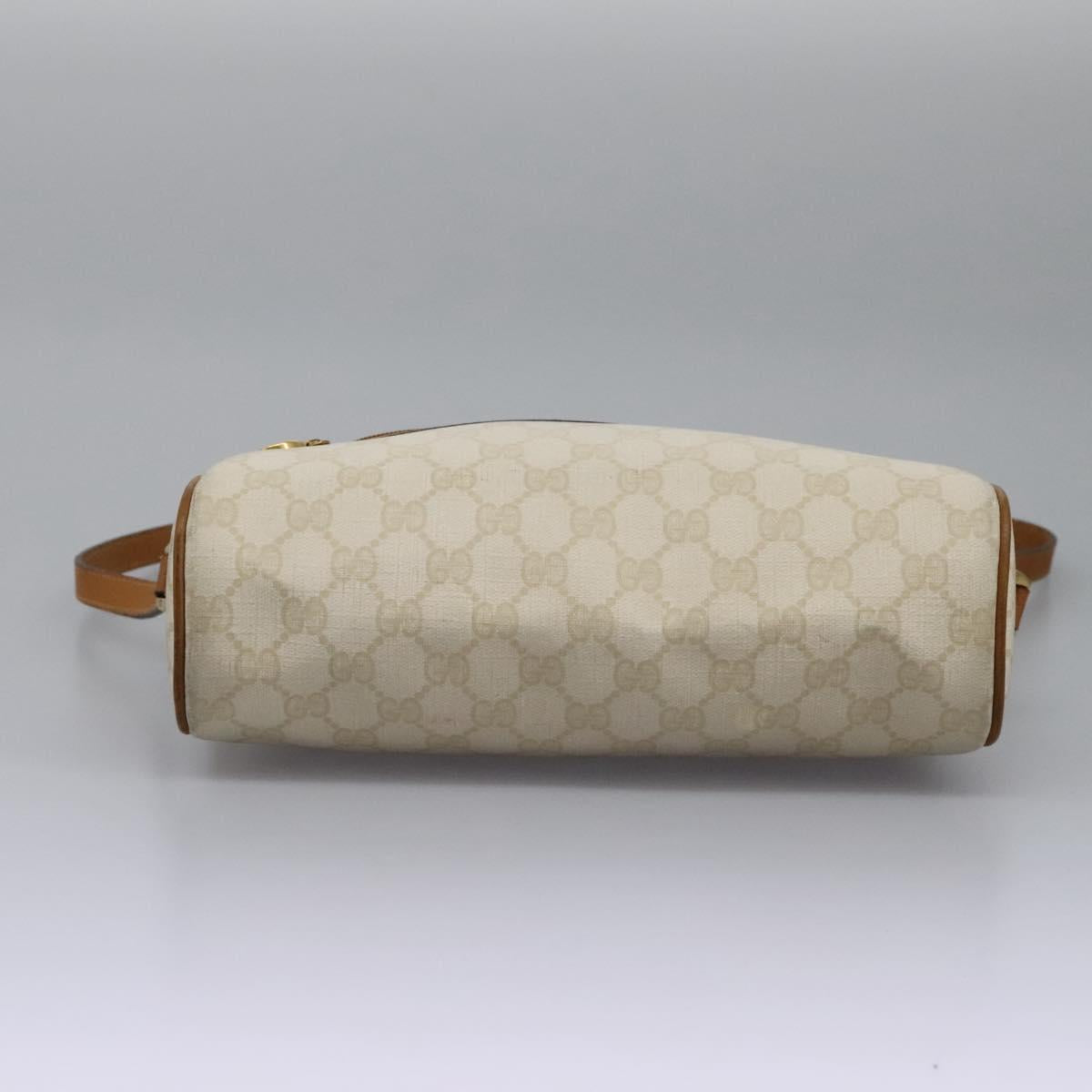 GUCCI GG Supreme Web Sherry Line Shoulder Bag PVC Beige Gold Auth 113857