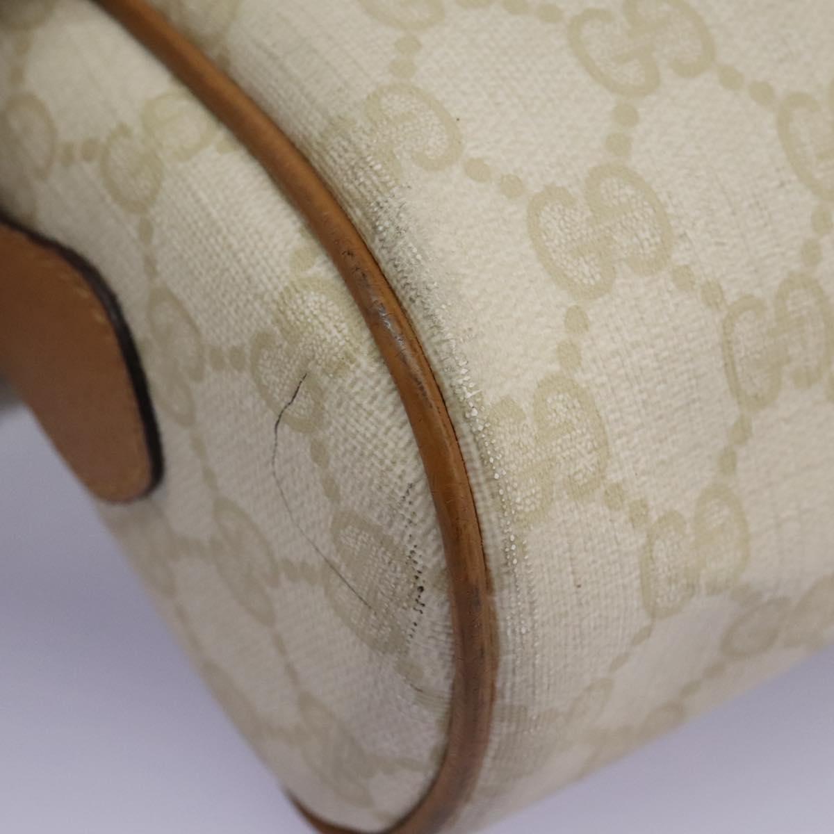 GUCCI GG Supreme Web Sherry Line Shoulder Bag PVC Beige Gold Auth 113857