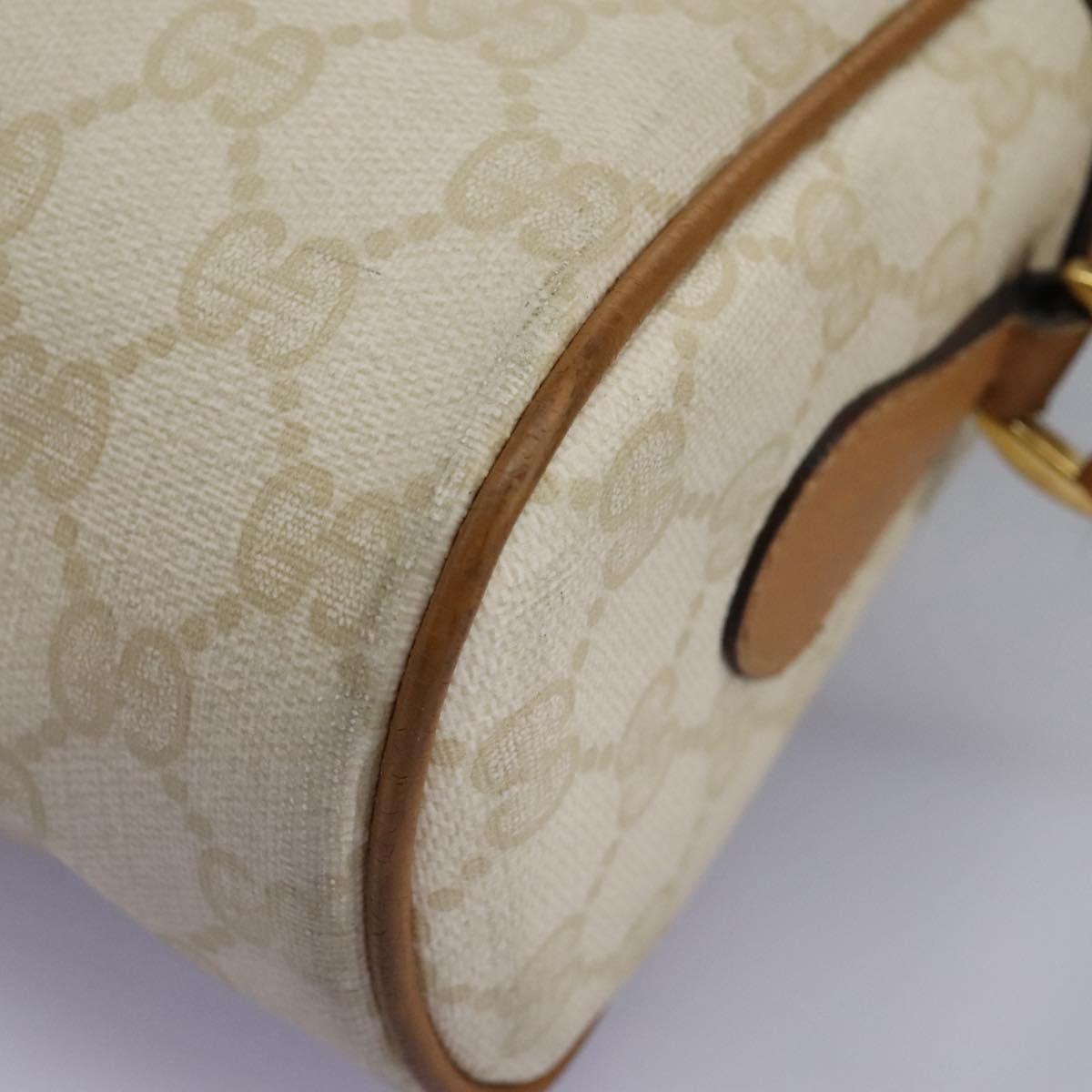 GUCCI GG Supreme Web Sherry Line Shoulder Bag PVC Beige Gold Auth 113857