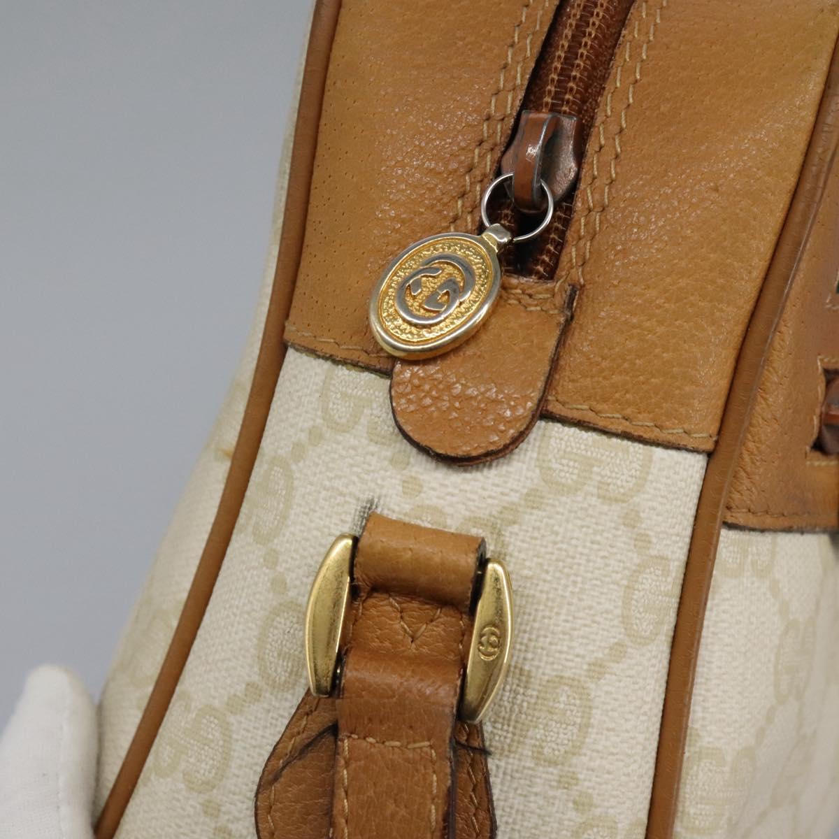 GUCCI GG Supreme Web Sherry Line Shoulder Bag PVC Beige Gold Auth 113857