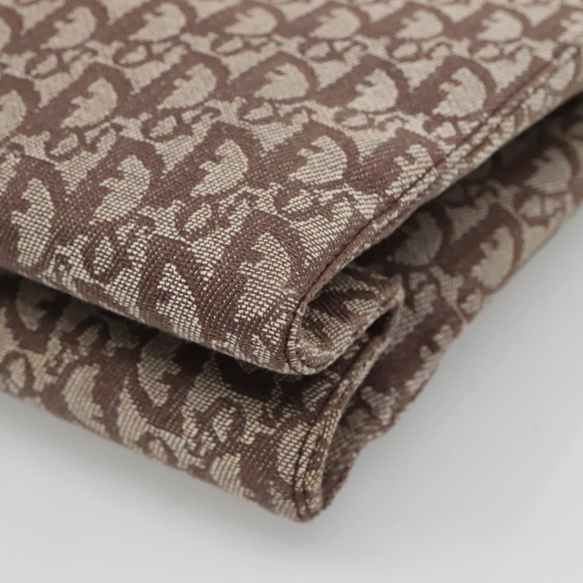 Christian Dior Trotter Canvas Tote Bag Brown Beige Silver Auth 113862