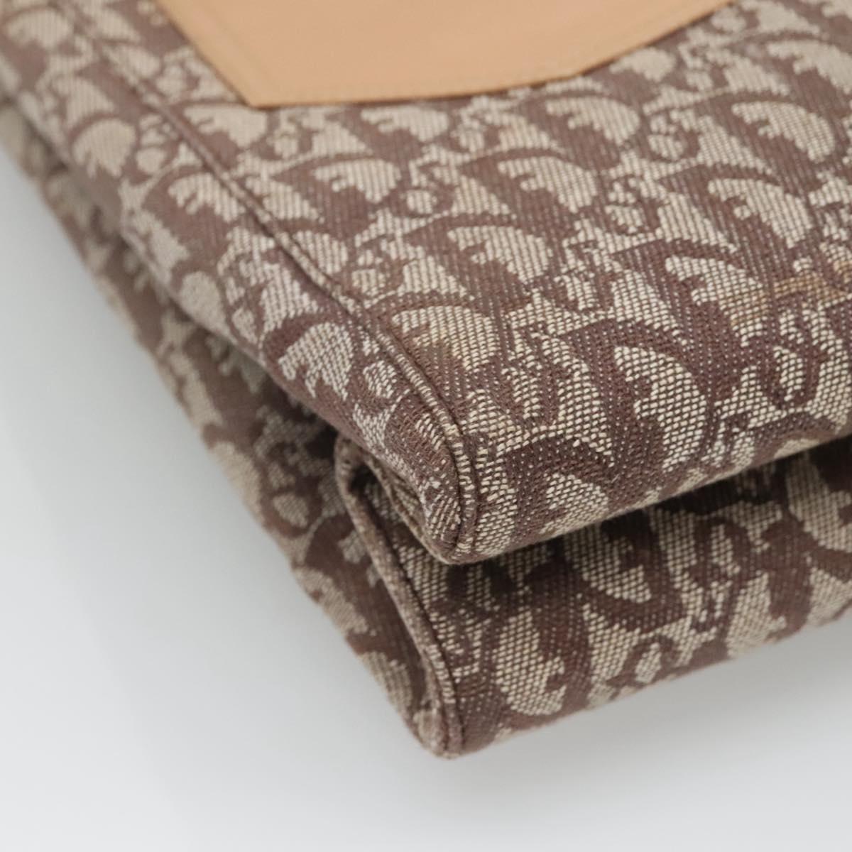 Christian Dior Trotter Canvas Tote Bag Brown Beige Silver Auth 113862