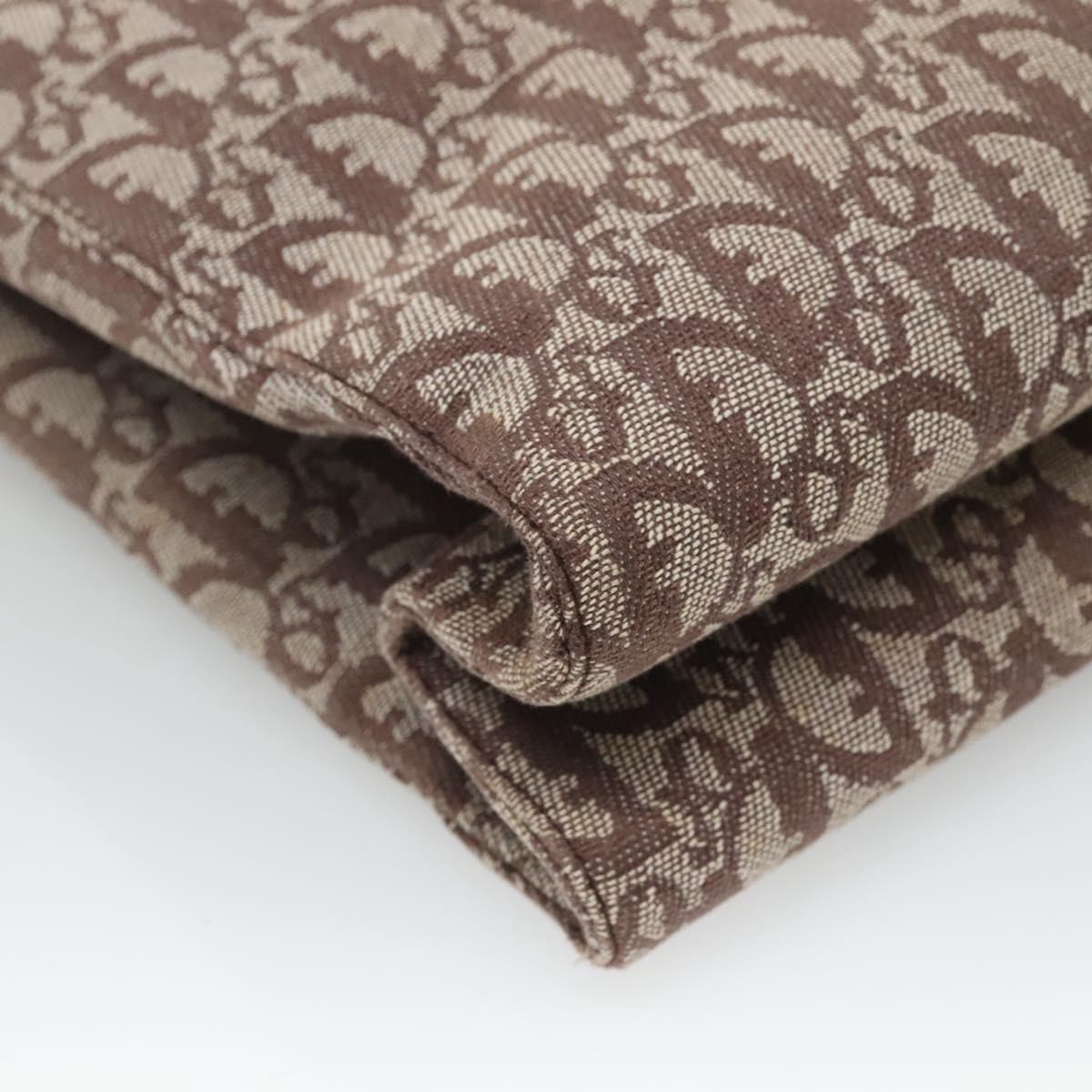 Christian Dior Trotter Canvas Tote Bag Brown Beige Silver Auth 113862