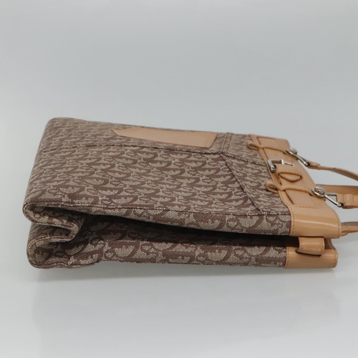 Christian Dior Trotter Canvas Tote Bag Brown Beige Silver Auth 113862