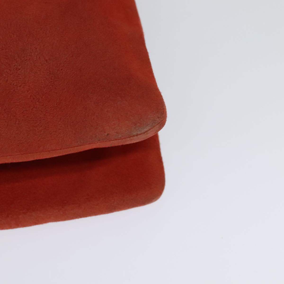 CHANEL Choco Bar Chain Shoulder Bag Suede Red CC Auth 113865