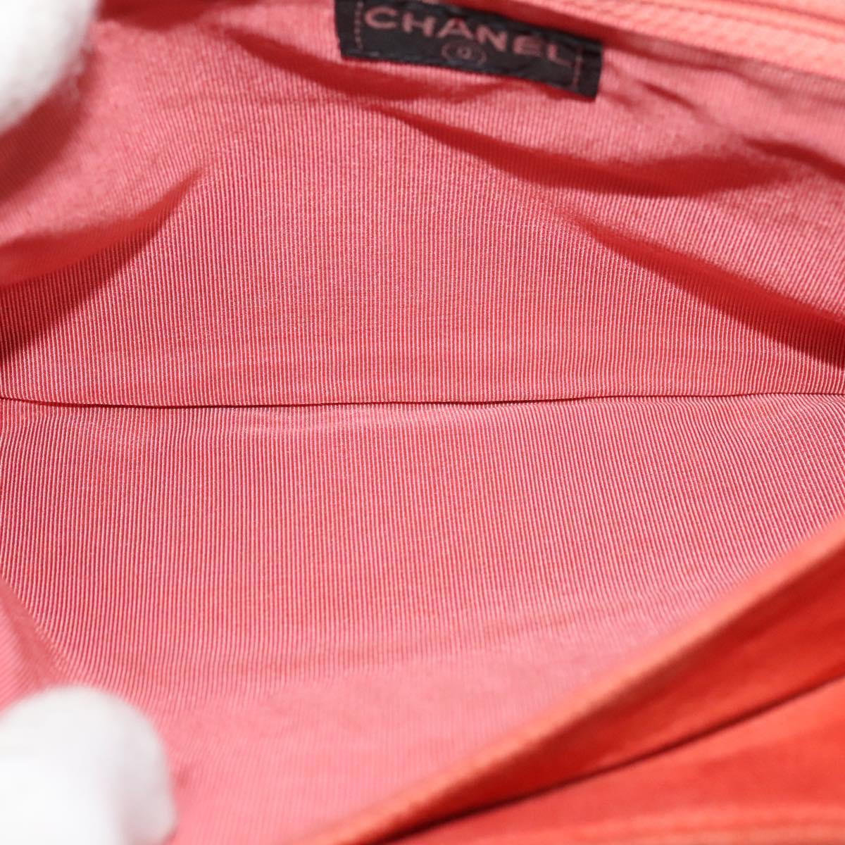 CHANEL Choco Bar Chain Shoulder Bag Suede Red CC Auth 113865