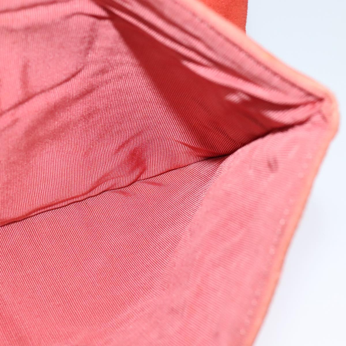 CHANEL Choco Bar Chain Shoulder Bag Suede Red CC Auth 113865