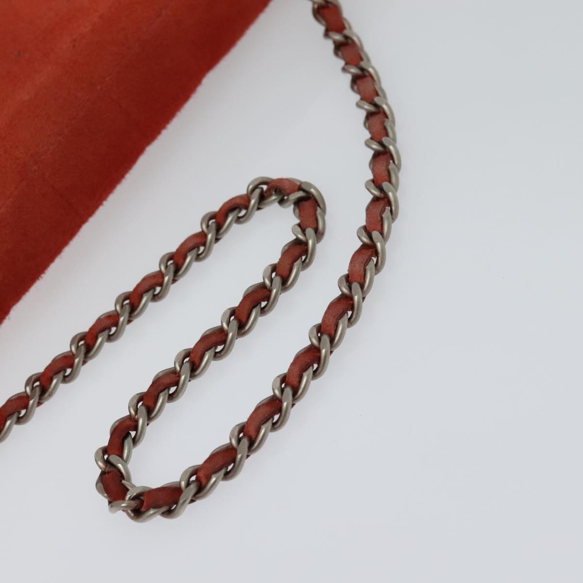 CHANEL Choco Bar Chain Shoulder Bag Suede Red CC Auth 113865