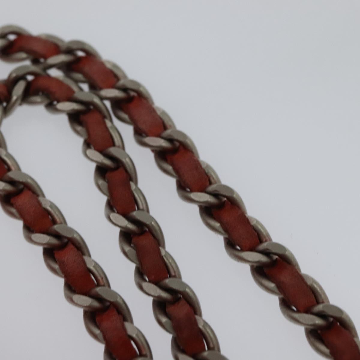 CHANEL Choco Bar Chain Shoulder Bag Suede Red CC Auth 113865