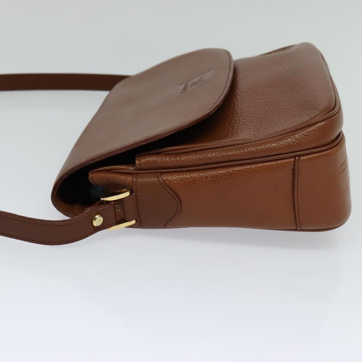 Burberrys Shoulder Bag Leather Brown gold Auth 113900