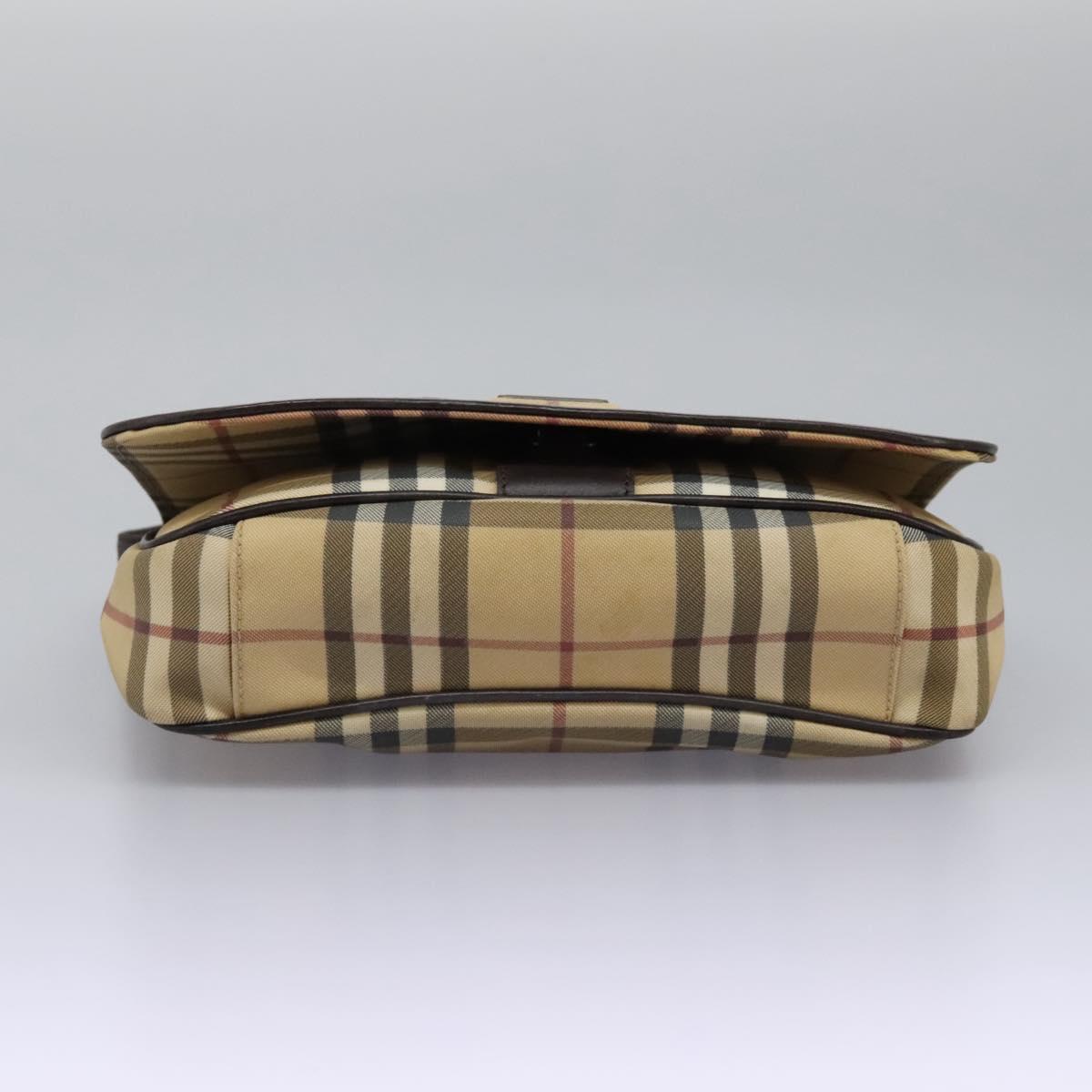 BURBERRY Nova Check Shoulder Bag PVC Beige Brown Auth 113921
