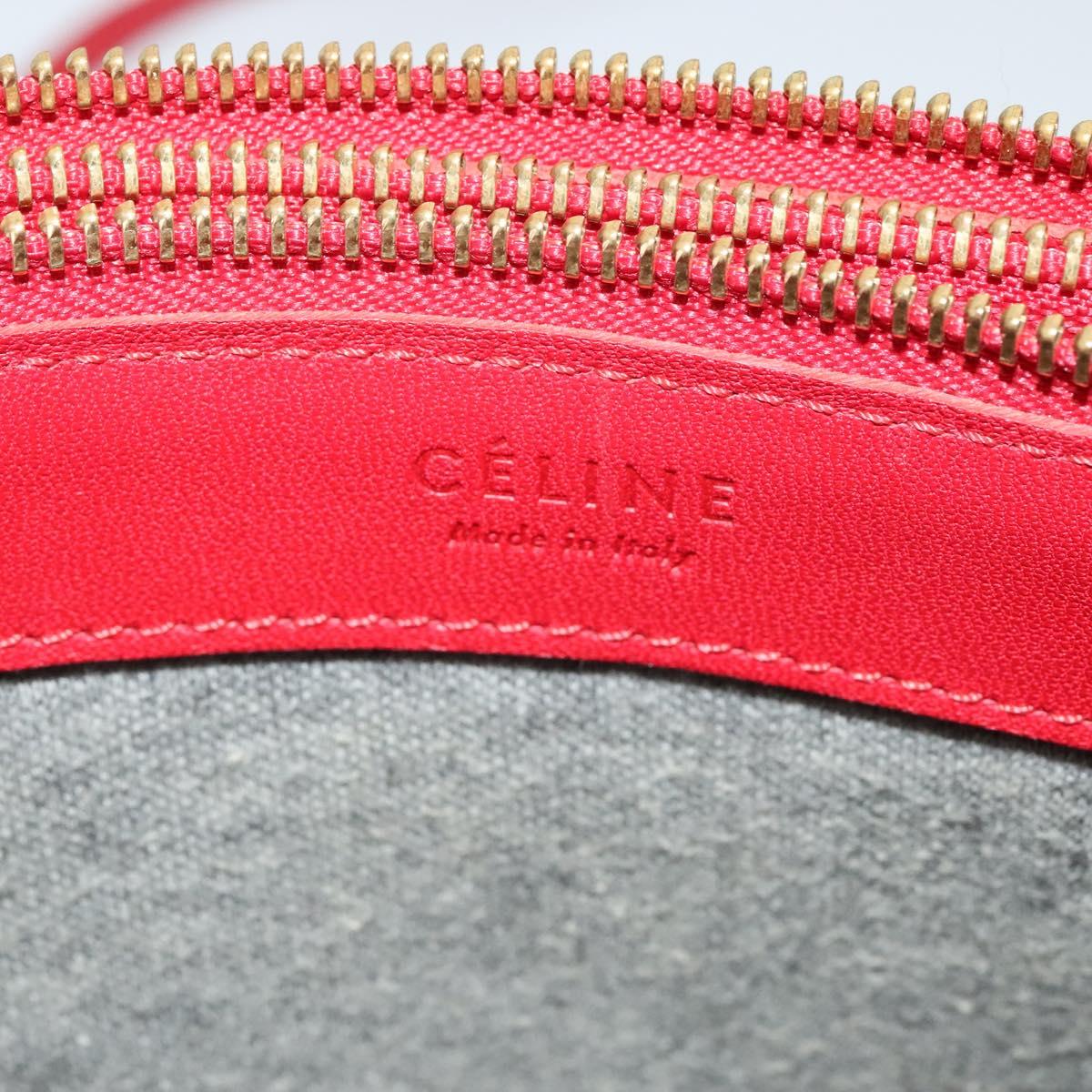 CELINE Trio Small Shoulder Bag Leather Red Gold Auth 113929