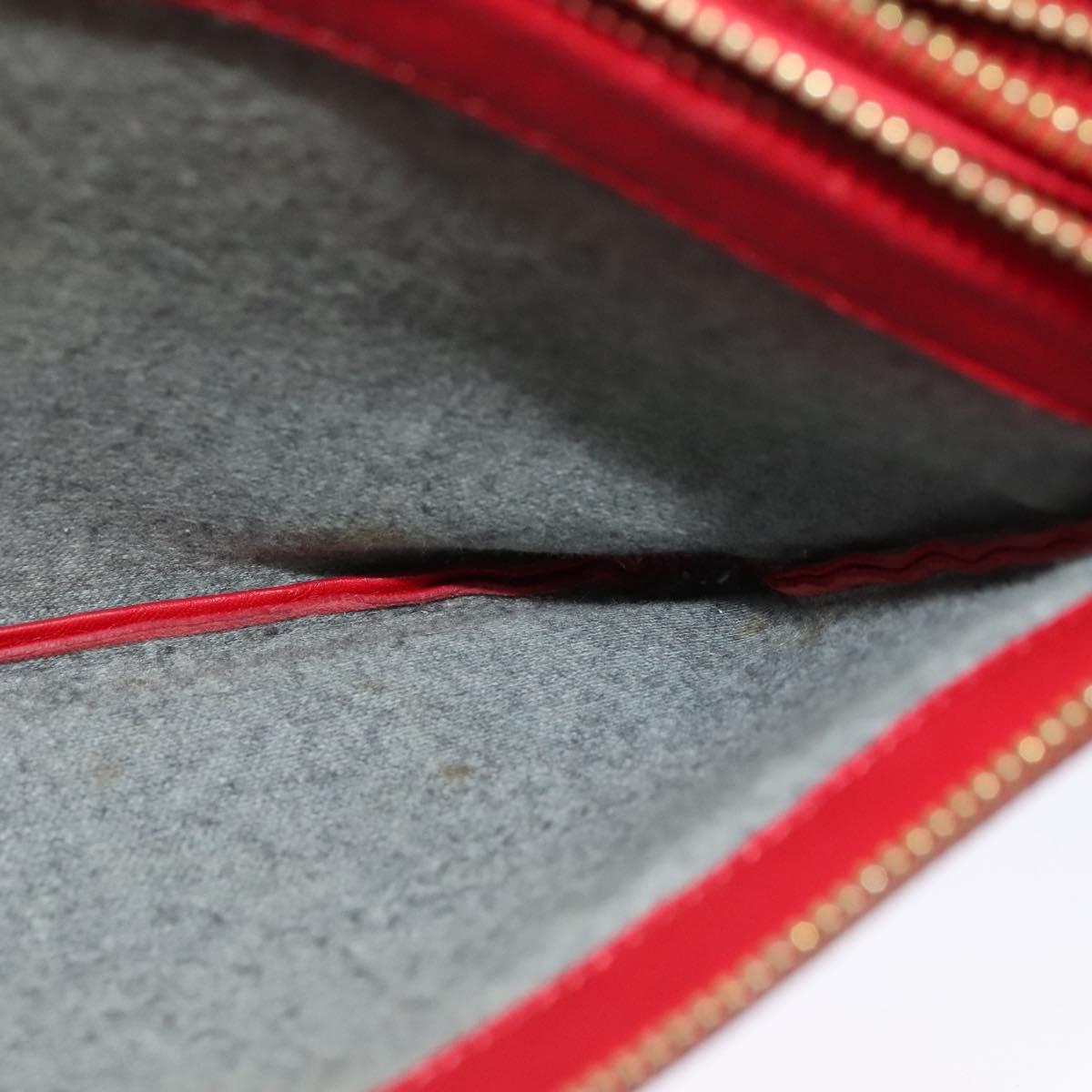 CELINE Trio Small Shoulder Bag Leather Red Gold Auth 113929