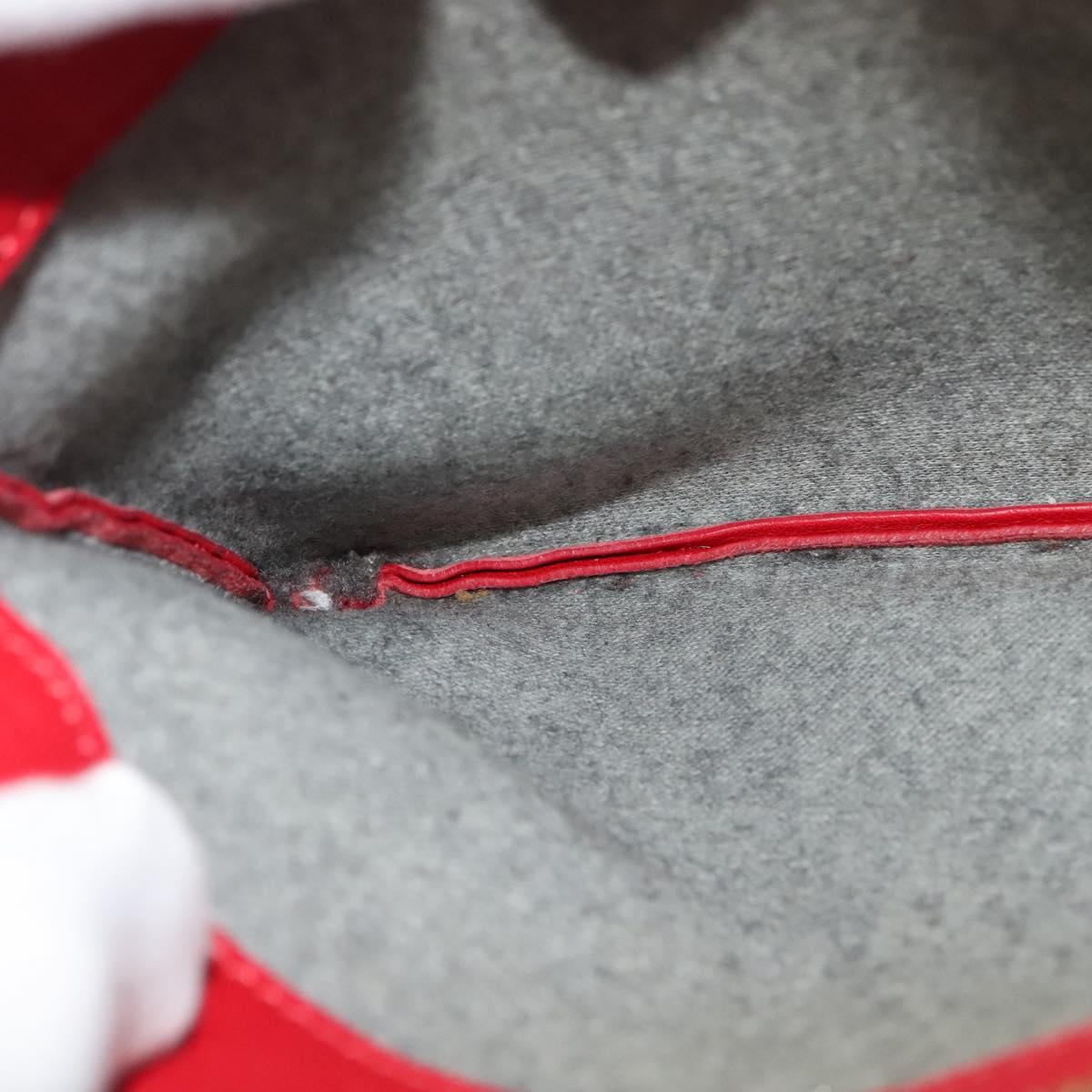 CELINE Trio Small Shoulder Bag Leather Red Gold Auth 113929