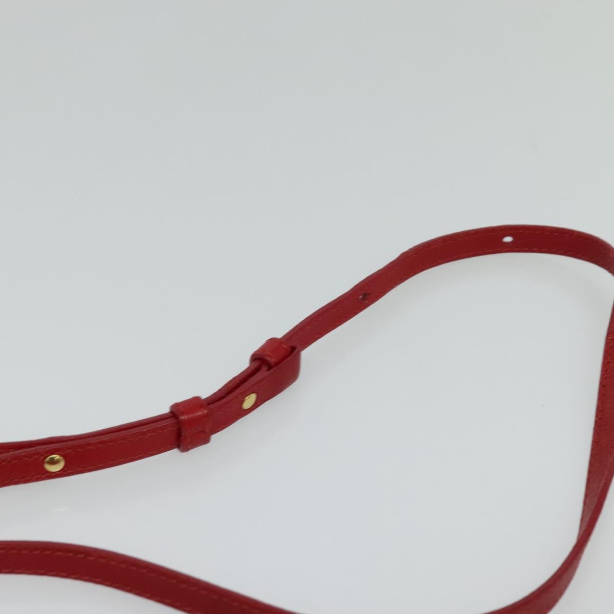 CELINE Trio Small Shoulder Bag Leather Red Gold Auth 113929