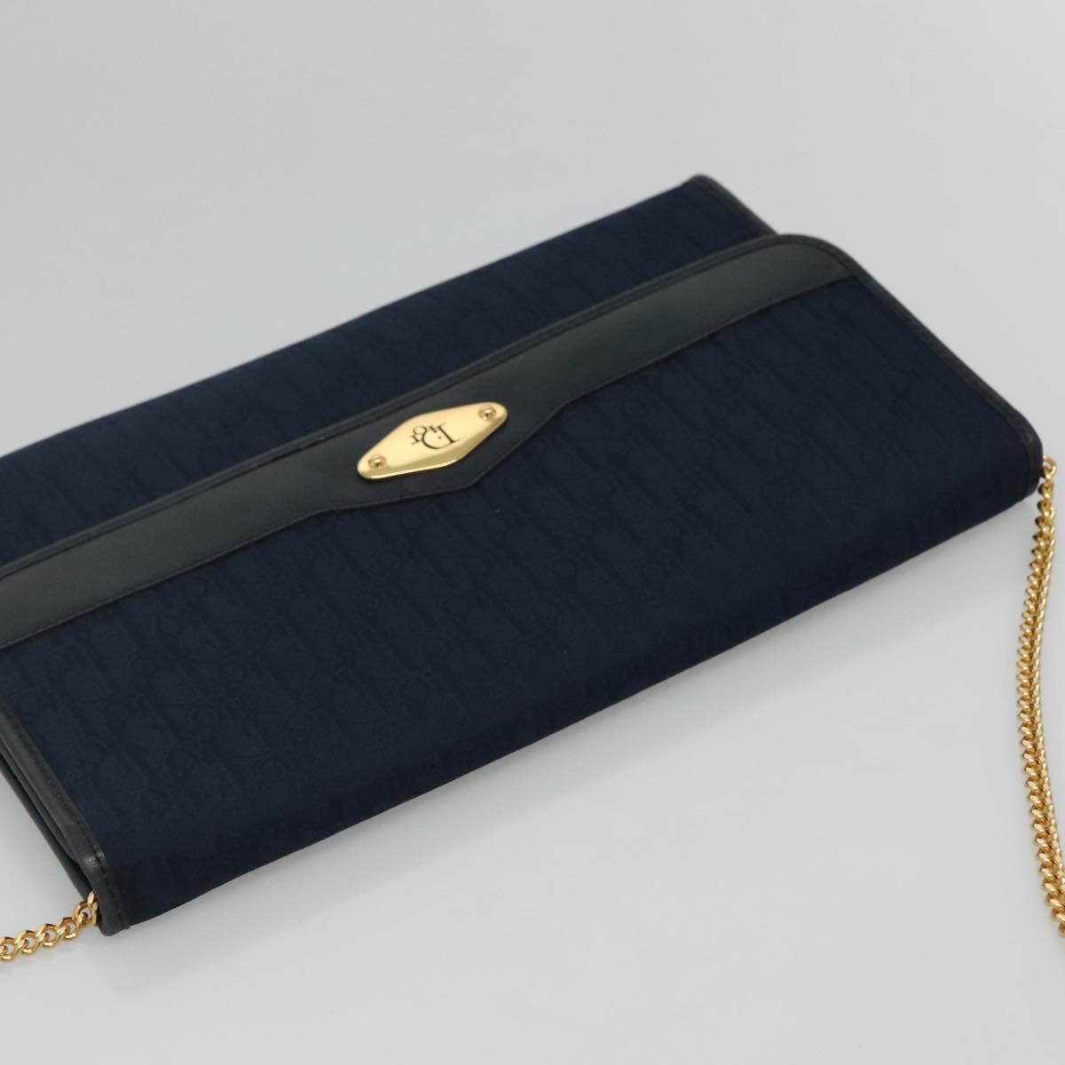 Christian Dior Trotter Canvas Chain Shoulder Bag Navy Auth 113931