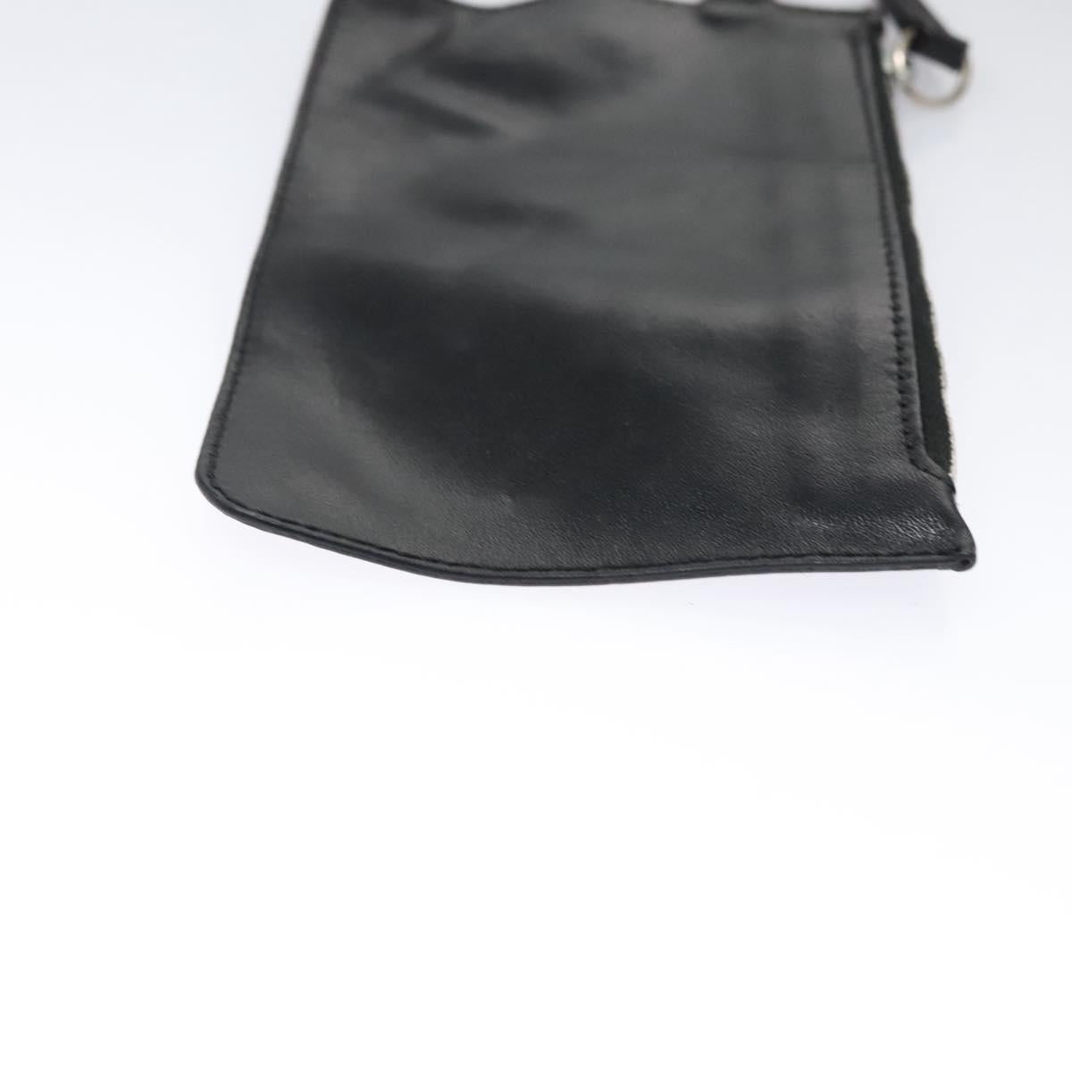 FENDI Zucchino Canvas Hand Bag Nylon Black Silver Auth 113935