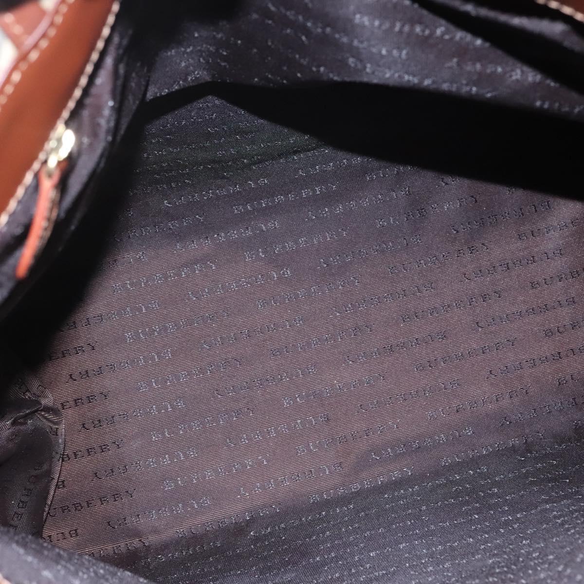 BURBERRY Nova Check Hand Bag PVC Leather Beige Auth 113948