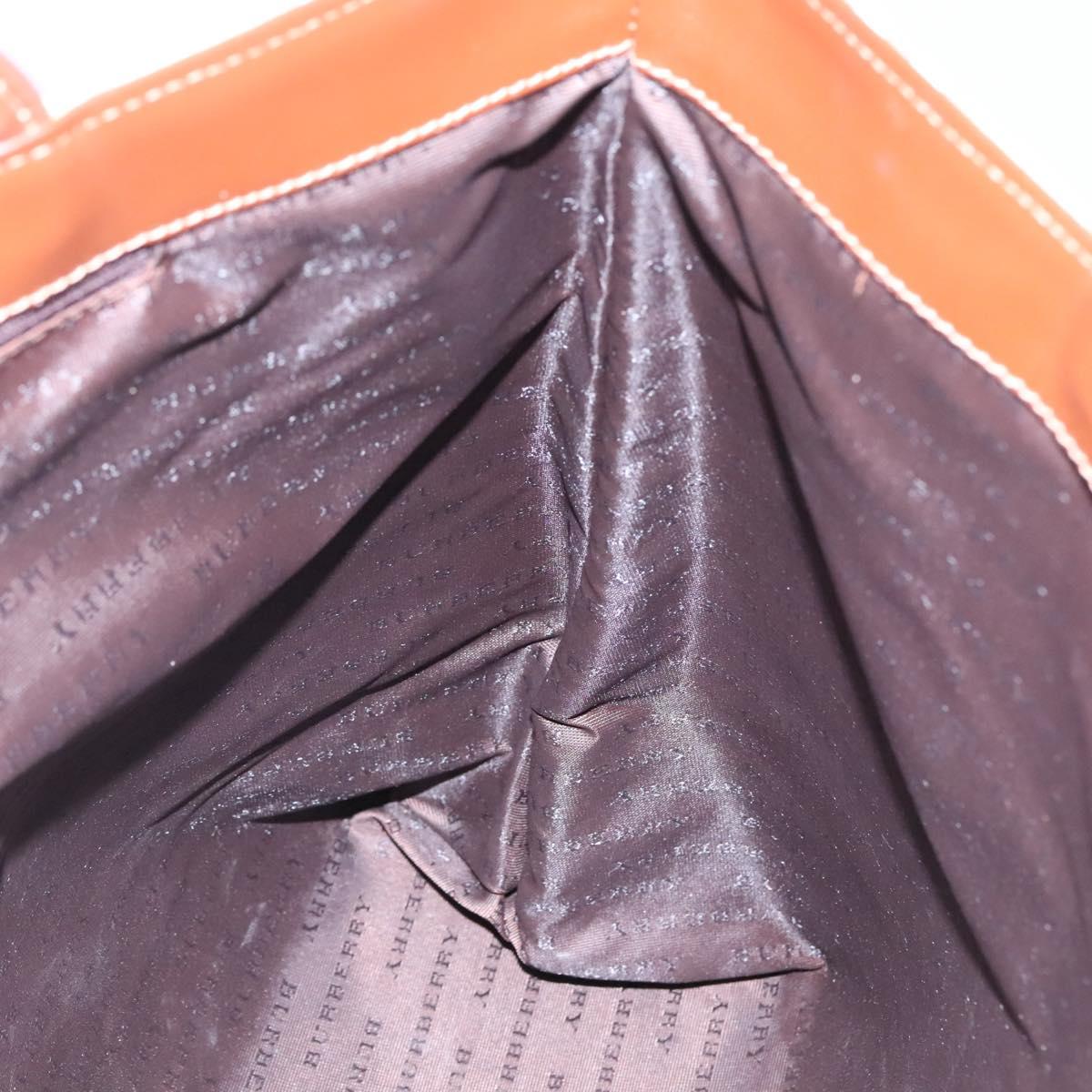 BURBERRY Nova Check Hand Bag PVC Leather Beige Auth 113948