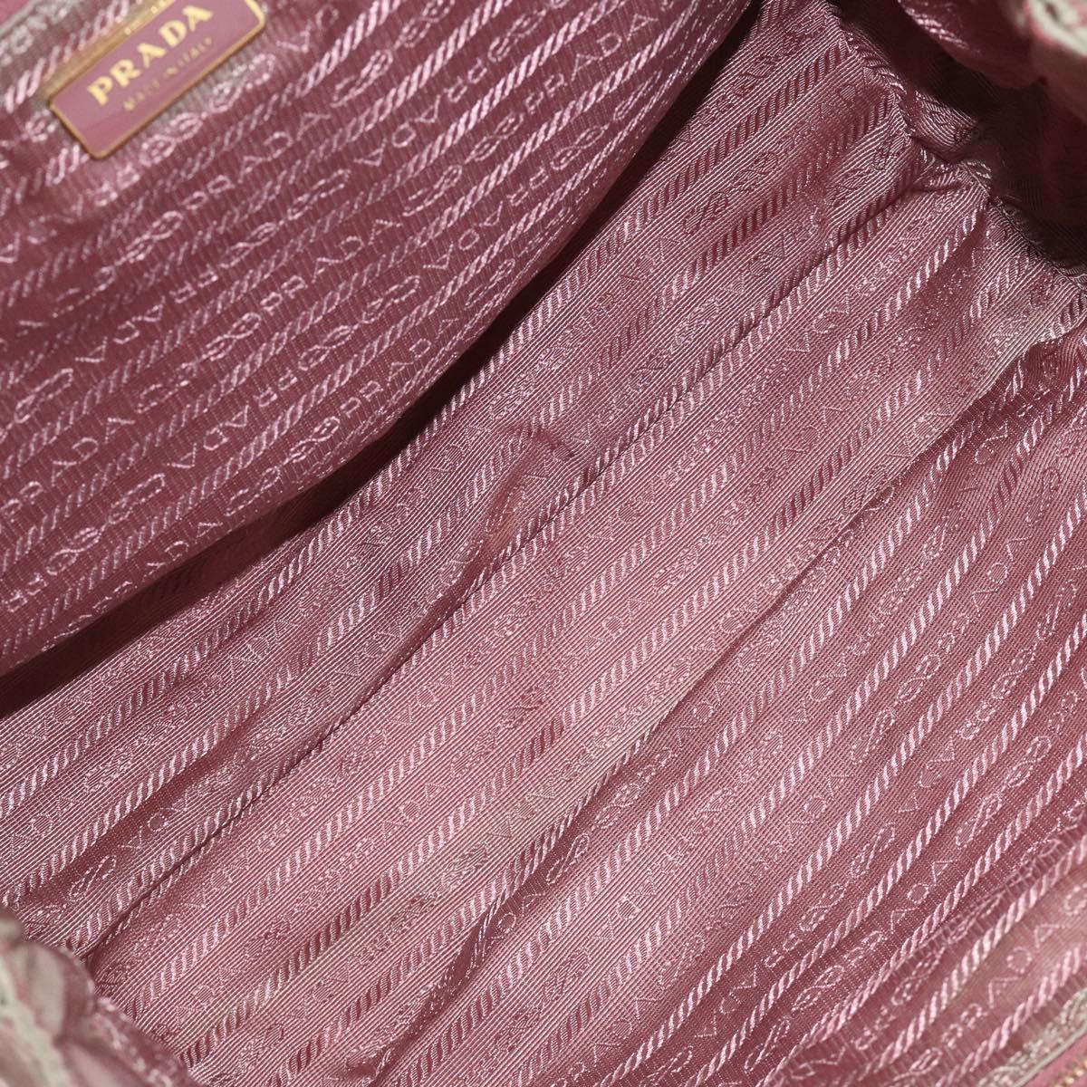 PRADA Hand Bag Nylon Pink Gold Auth 113965